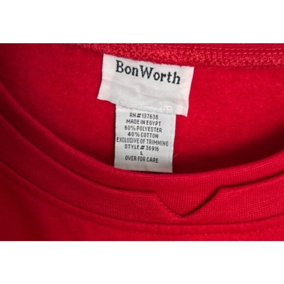 Bon Worth Women Red Sweatshirt with Rhinestone Snowman Size L - Picture 2 of 4